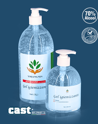 Gel igienizzante mani in confezione da 500ml o 1000ml